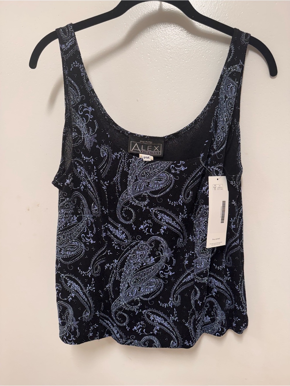 Alex Evenings Metallic Paisley Glitter Tank Top (Shell Only)